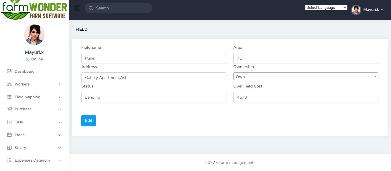 Farm Management System In PHP